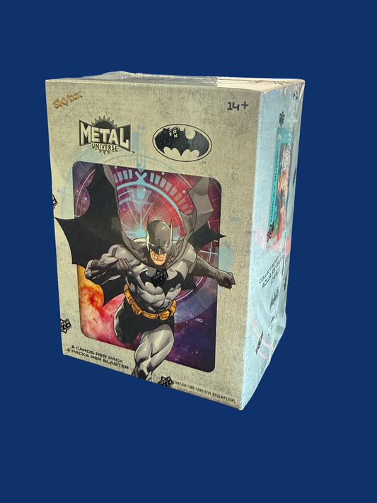 Utah Breaks Upper Deck Skybox Metal Universe Batman trading card blaster box featuring dynamic Batman cover art
