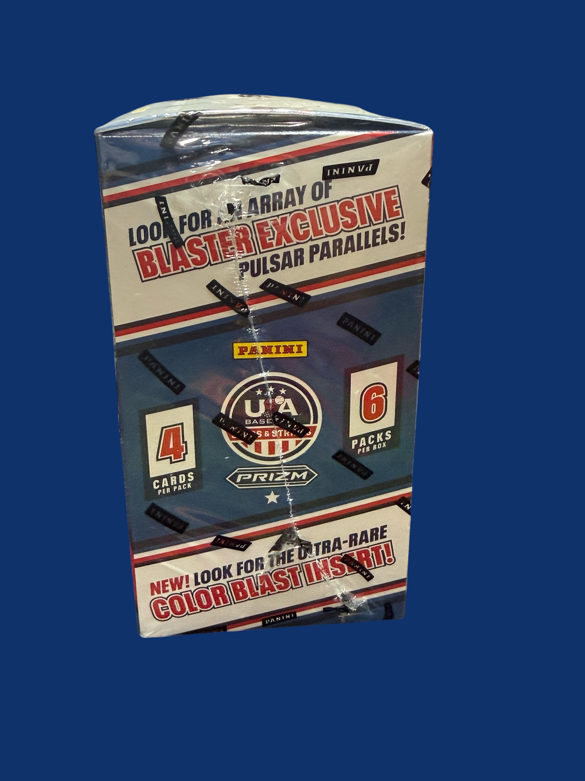 Utah Breaks 2026 Panini Stars and Stripes Baseball Prizm blaster box featuring USA Baseball branding and pack details