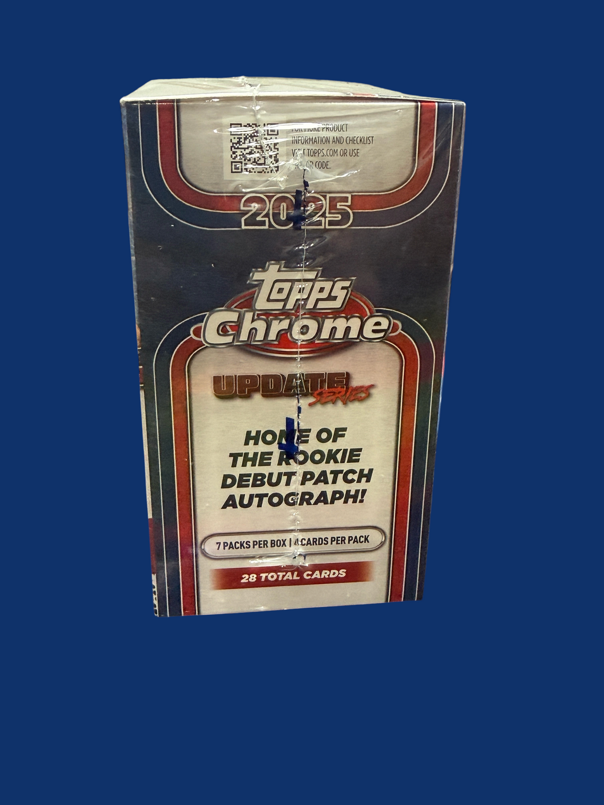 Utah Breaks 2025 Topps Chrome Update Series baseball trading card blaster box with 28 cards in a sealed retail package
